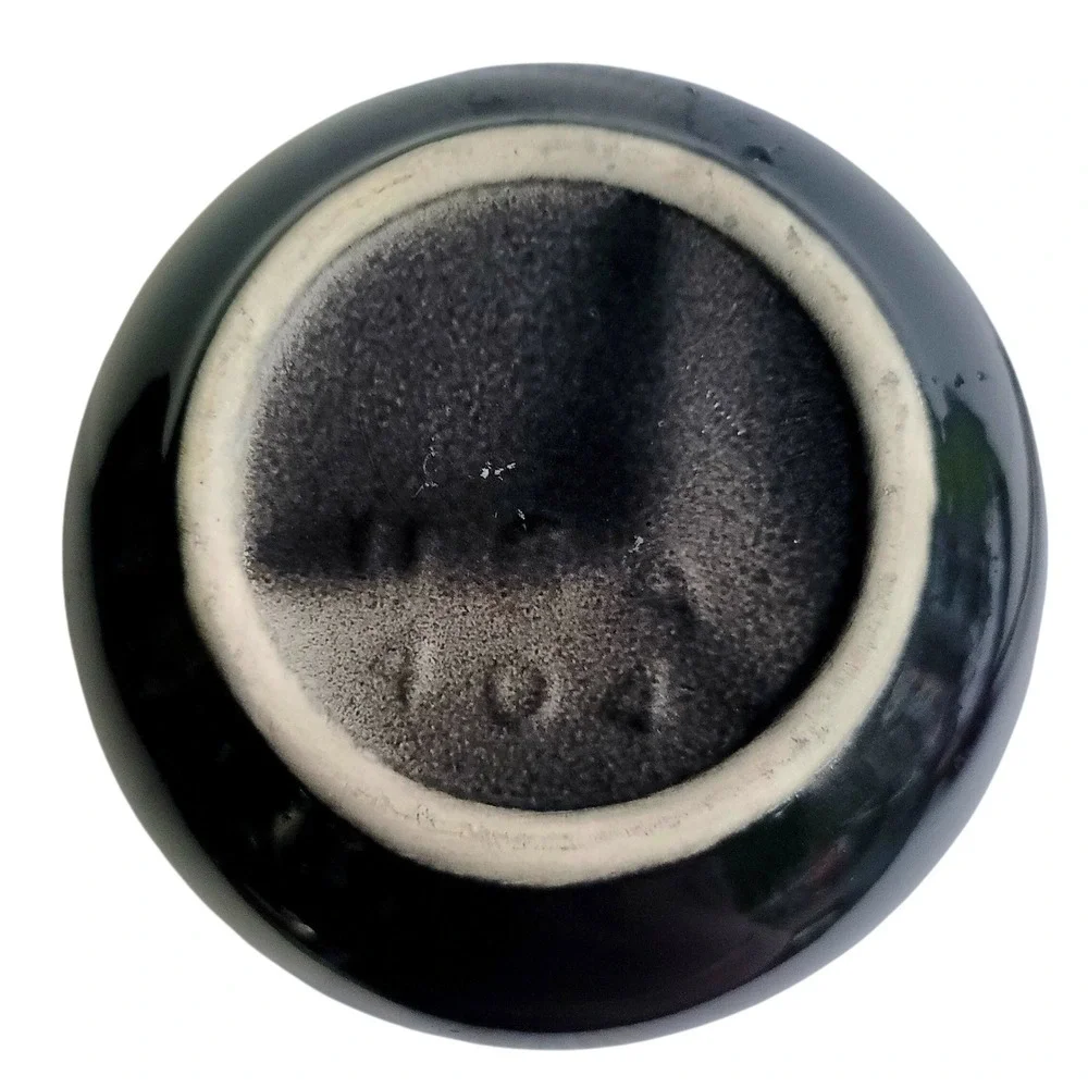 Vintage McCoy Floraline Rare BLACK Glossy Round Globular Ceramic Planter Vase‎